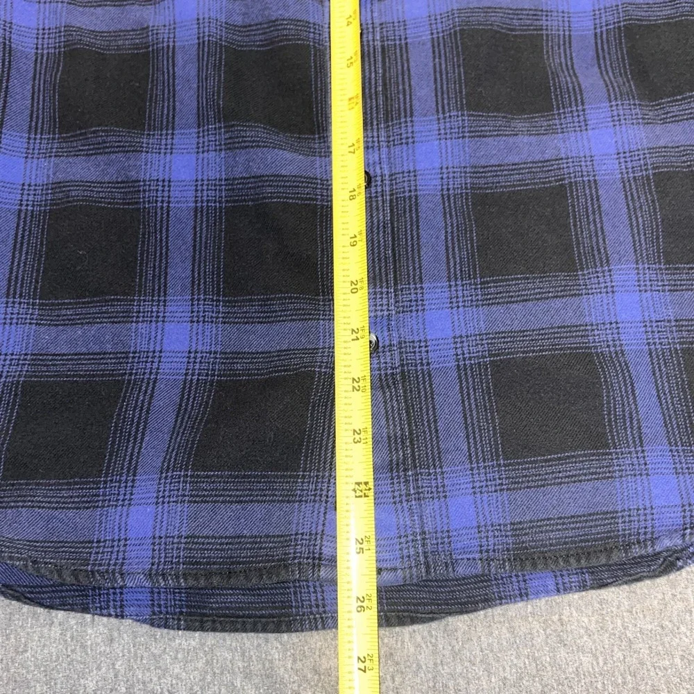 Vans Off The Wall Shirt Mens M Blue Plaid Collard Flannel Button Long Sleeve - Picture 7 of 7
